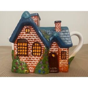 Thomas Kinkade Cottage Village House Shaped Ceramic Teapot **VINTAGE 90's